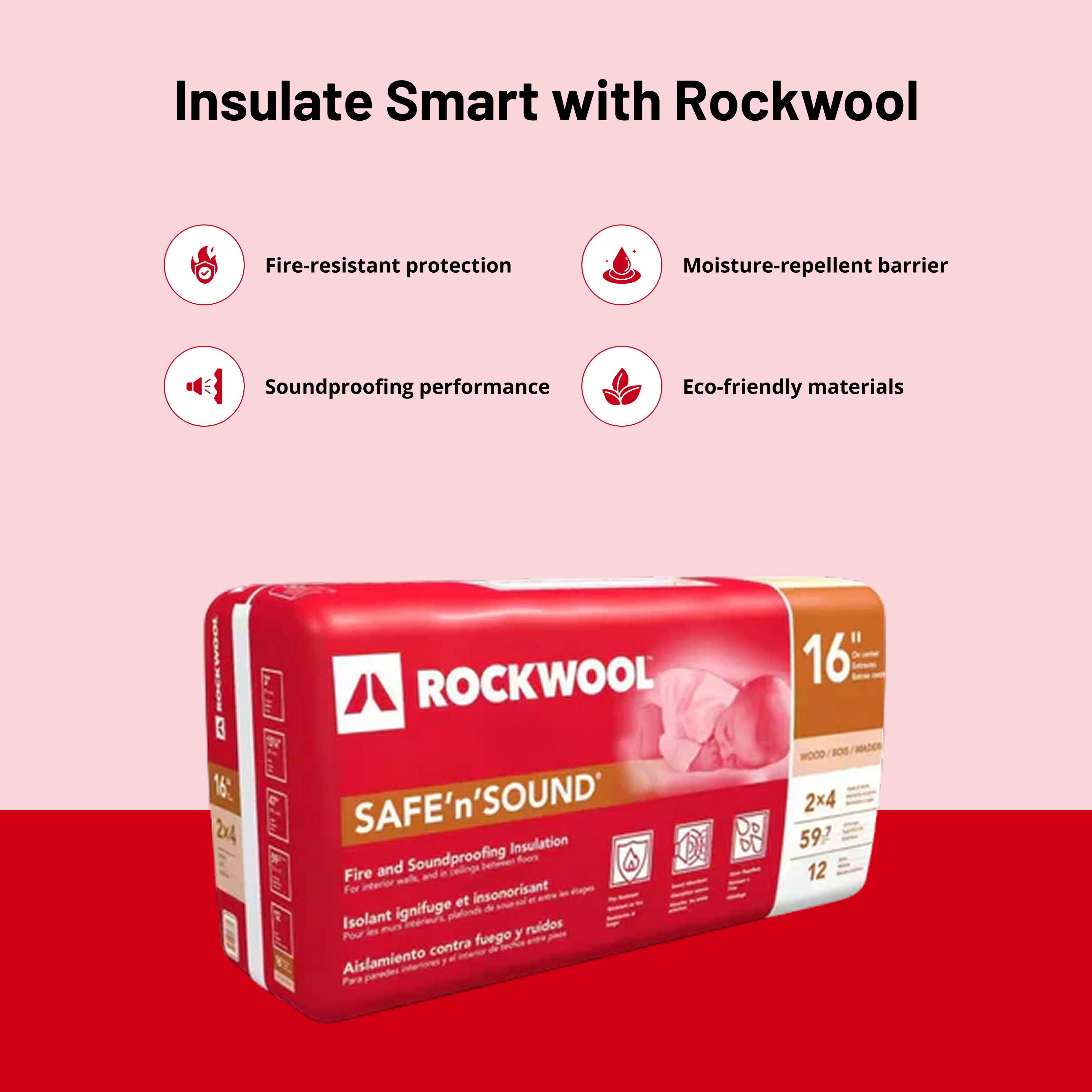 ROCKWOOL® RXSS31525 SAFE 'N' SOUND 3 In. X 15.25 In. X 47 In. (59.73 SQFT)