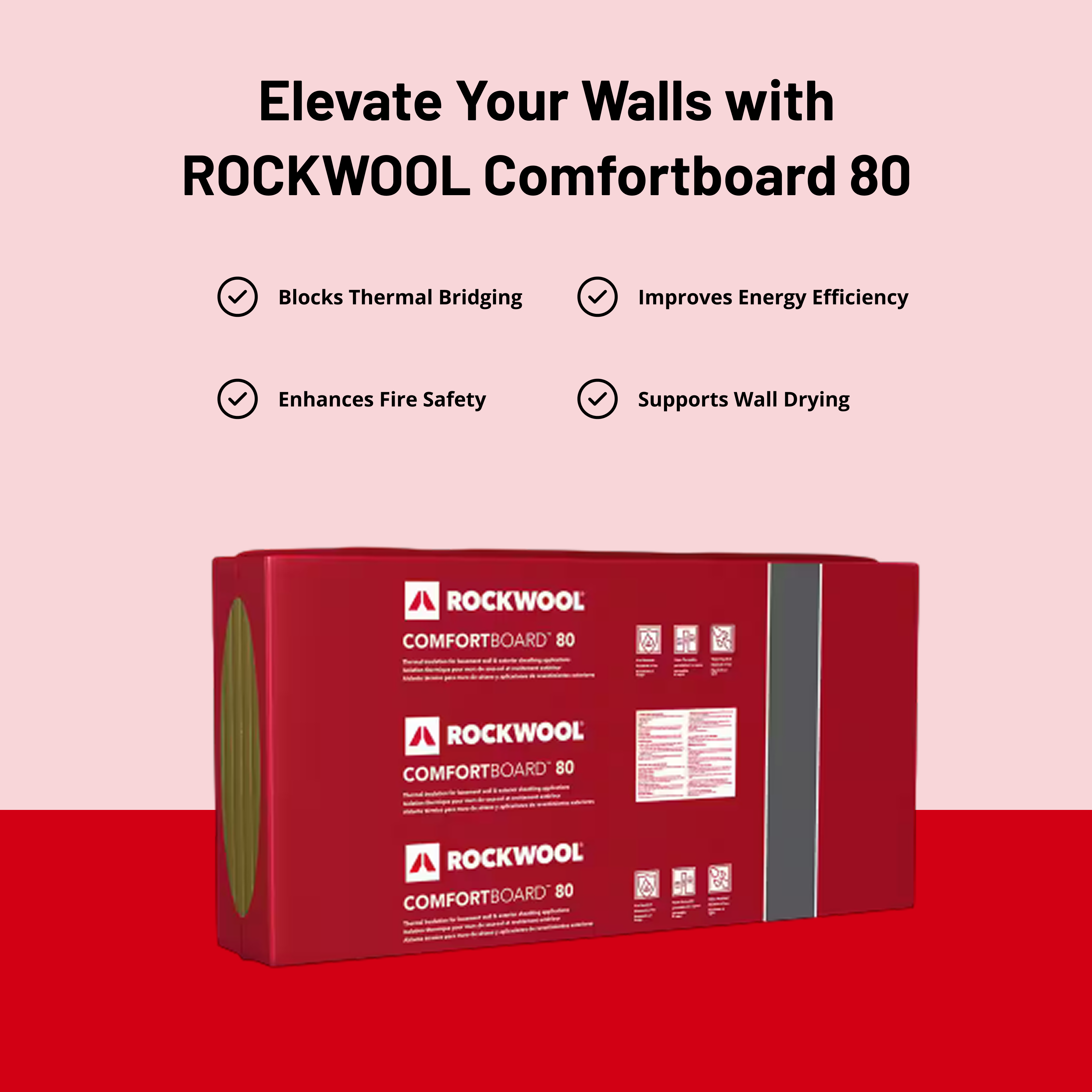 ROCKWOOL RXCB324 COMFORTBOARD 80 3 in. X 24 in X 48 in  (24 SQFT)