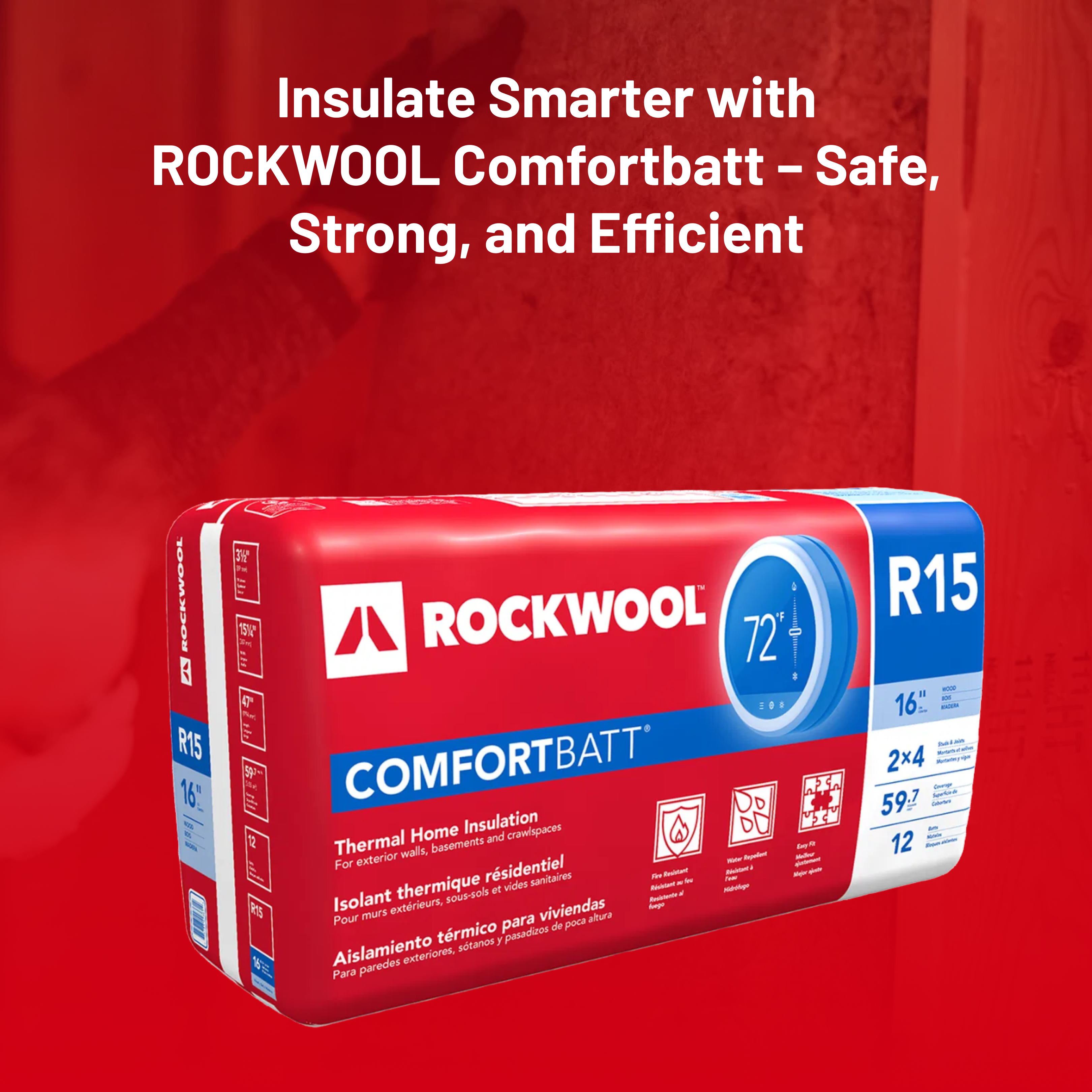 ROCKWOOL RXCB351525 COMFORTBATT R15 3.5 In. X 15.25 In. X 47 In. (59.73 SQFT)