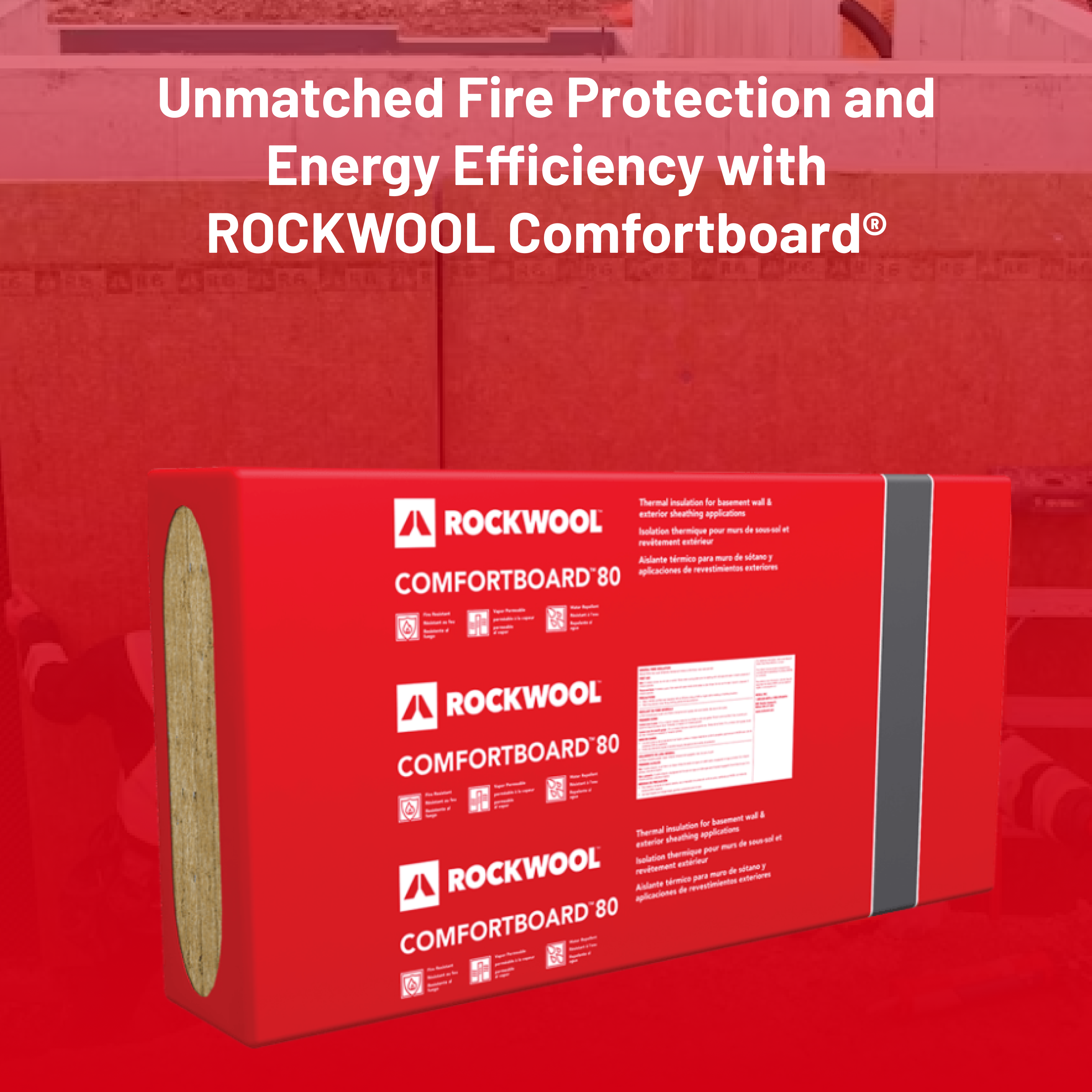 ROCKWOOL RXCB348A COMFORTBOARD 80 3 in. X 48 in. X 96 in. R12 (32 SQFT)
