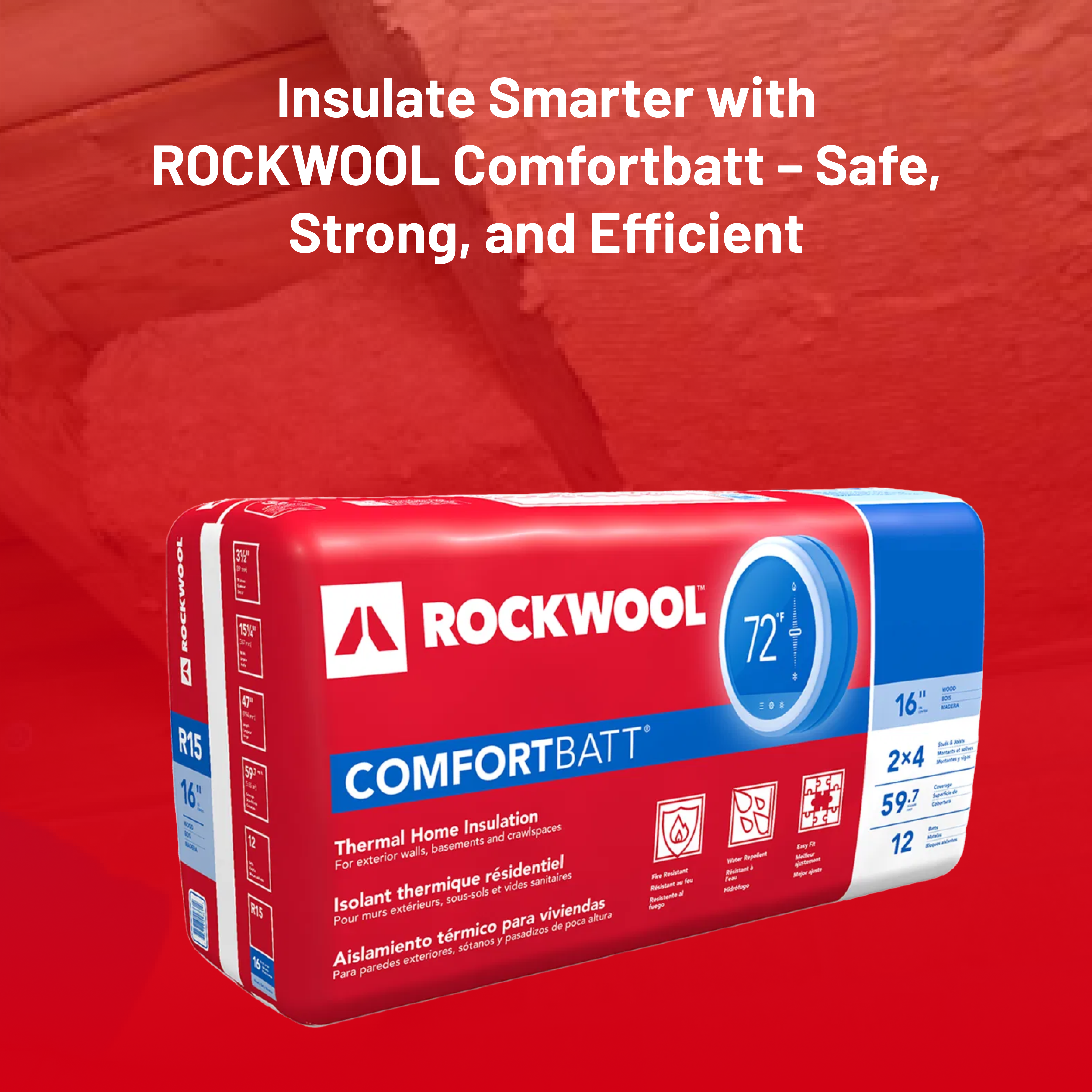 ROCKWOOL® RXCB61625 COMFORTBATT R24 6 in X 16-1/4 in. X48 in. (43.33 SQFT)