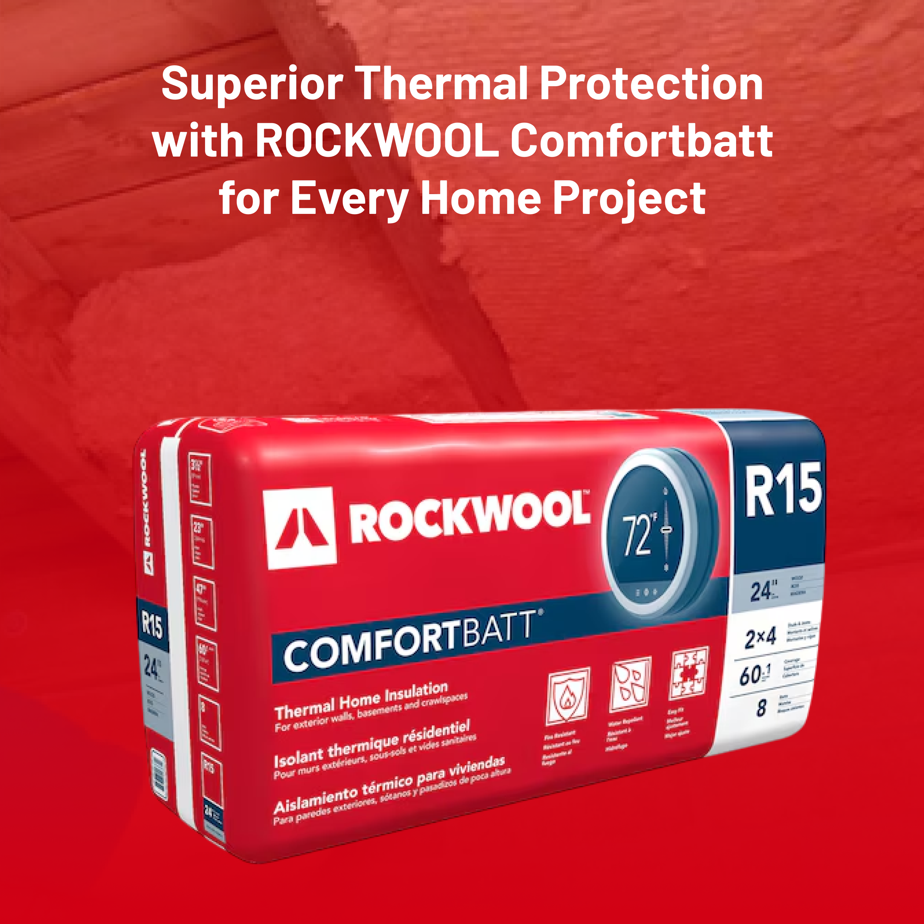 ROCKWOOL RXCB3523 COMFORTBATT R15 3.5 in. X 23 in. X 47 in. (60.06 SQFT)