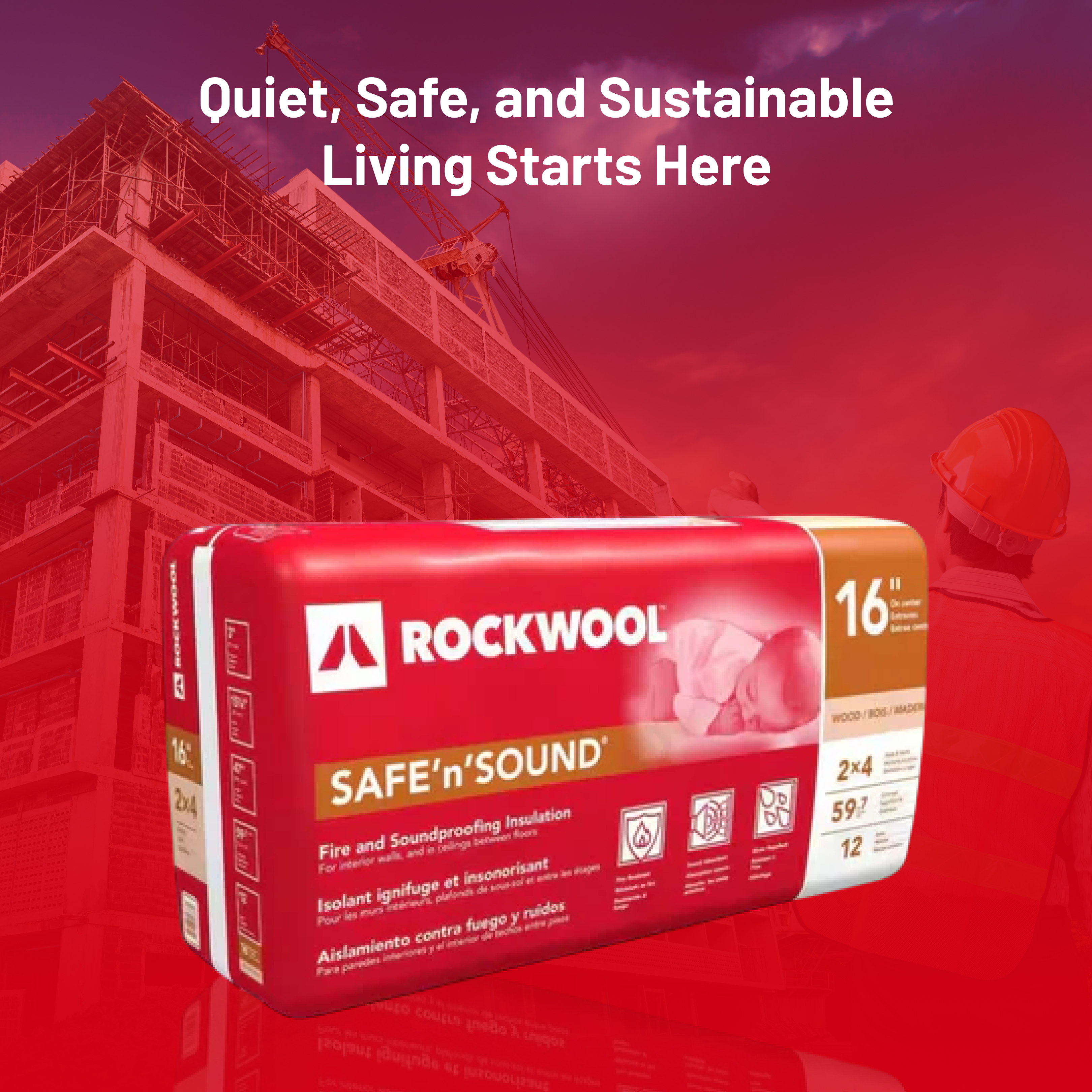 ROCKWOOL® RXSS31525 SAFE 'N' SOUND 3 In. X 15.25 In. X 47 In. (59.73 SQFT)