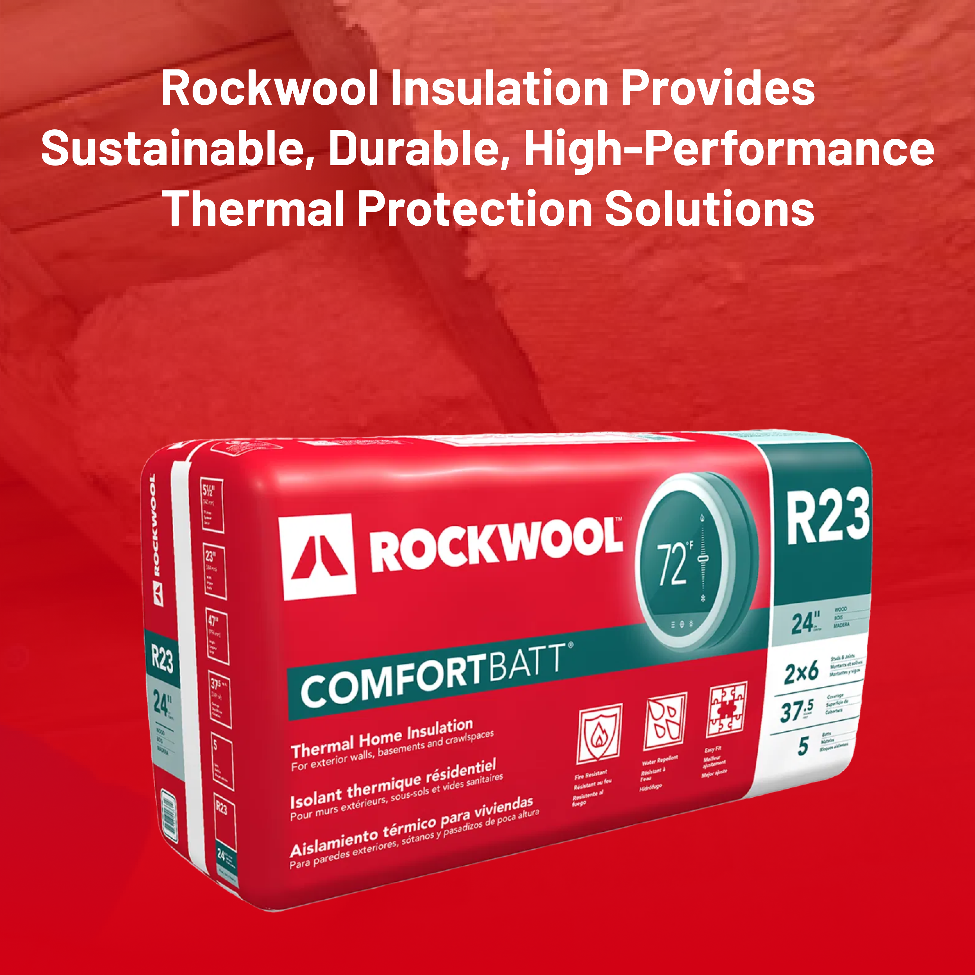 ROCKWOOL RXCB5523 COMFORTBATT R23 5.5 in. X 23 in. X 47 in (37.53 SQFT)
