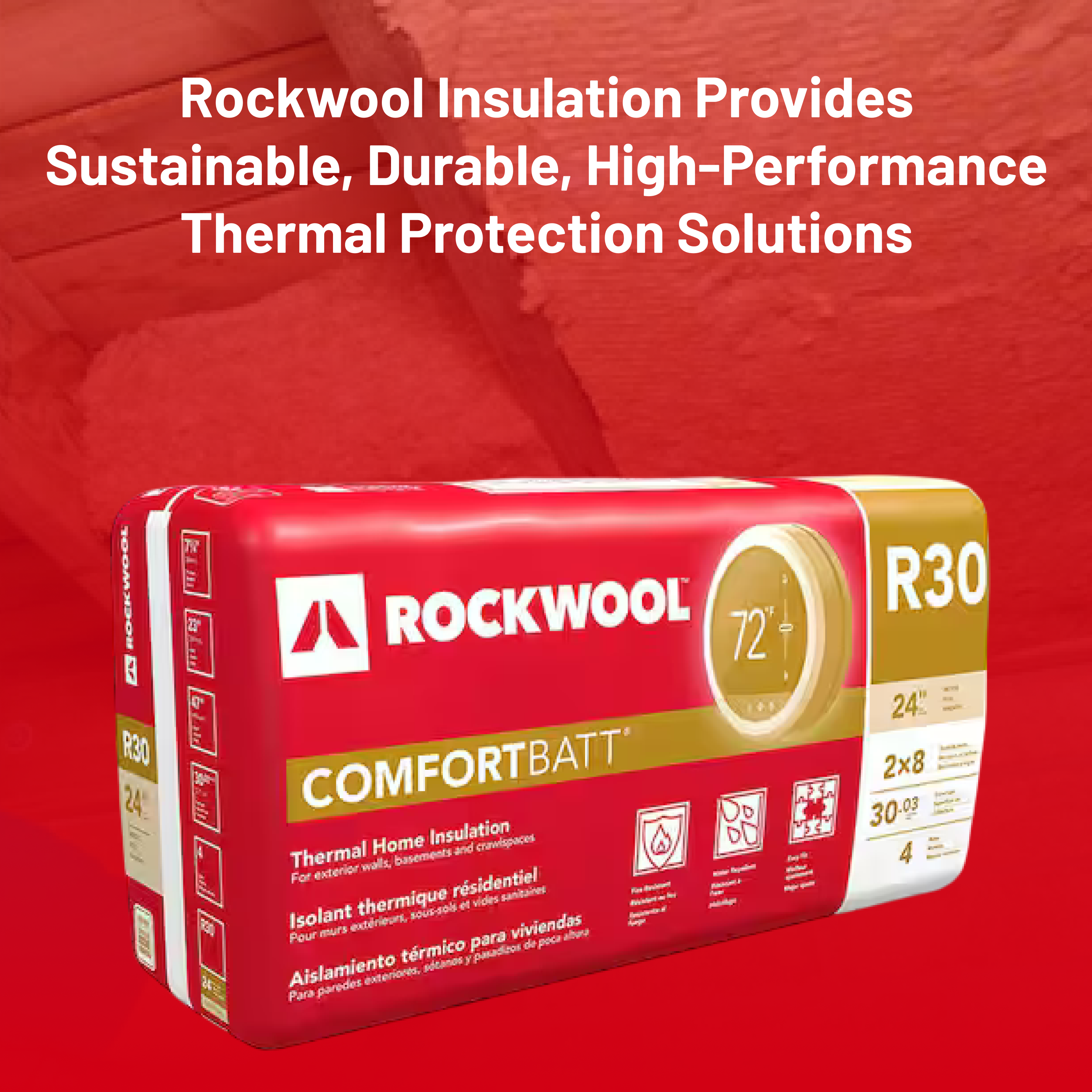 ROCKWOOL RXCB301525 COMFORTBATT R30 7-1/4 in. x 15-1/4 in. x 47 in. (29.86 SQFT)
