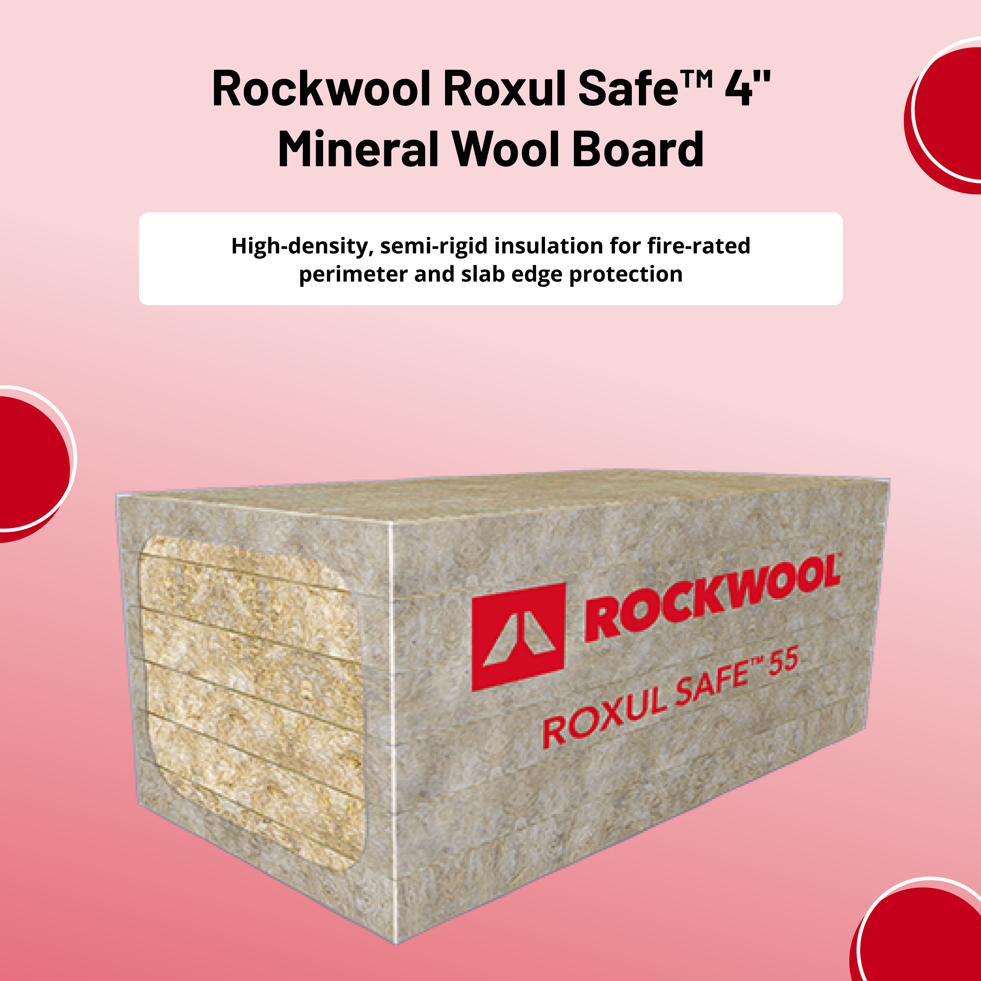 ROCKWOOL SAFING ROCKWOOL MINERAL WOOL BOARD 4 in.X 24 in X 48 in.