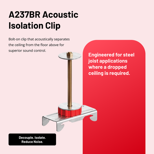 Resilmount® A237BR Bar Joist to Furring Channel Sound Isolation Clip (A237R only)